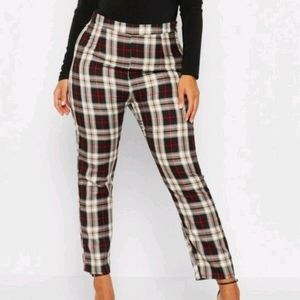 Plus plaid tapered pants